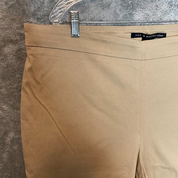 Zac Rachel Women Slim Ankle Stretch Pull On High Rise Chino Pants 18W Plus Tan - Picture 3 of 10